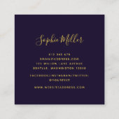 Moderne Kalligrafie Magenta Blue Bokeh Lights Quadratische Visitenkarte (Rückseite)