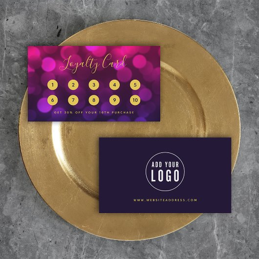 Moderne Kalligrafie Magenta Blue Bokeh Lights Treuekarte