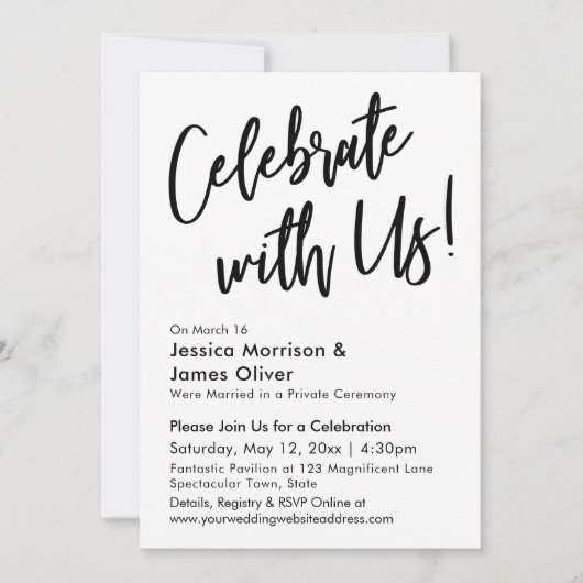 Moderne Kalligrafie Minimalistisch Celebrate mit u Einladung (Vorderseite)