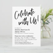 Moderne Kalligrafie Minimalistisch Celebrate mit u Einladung (Stehend Vorderseite)