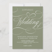 Moderne Kalligrafie Minimalistisch Sage Green Wedd Einladung (Vorderseite)