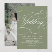 Moderne Kalligrafie Minimalistisch Sage Green Wedd