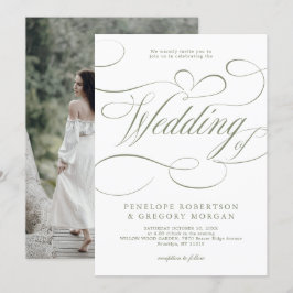 Moderne Kalligrafie Minimalistisch Sage Green Wedd Einladung