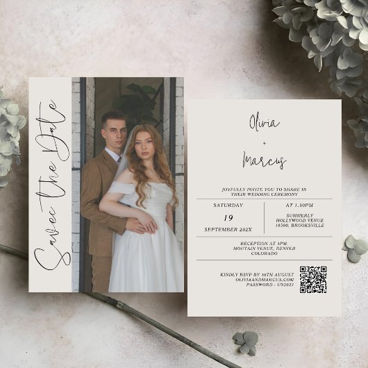 Moderne Kalligrafie-Monogramm | Foto-Hochzeit Save The Date