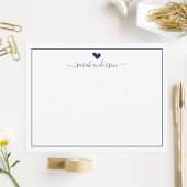 Moderne Kalligrafie Navy Blue Heart Personalisiert Mitteilungskarte