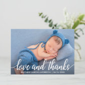 Moderne Kalligrafie Neue Baby Liebe dank Karte (Stehend Vorderseite)