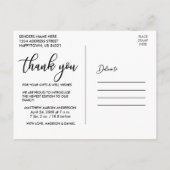 Moderne Kalligrafie Neue Baby-Liebe und Dank Postkarte (Rückseite)