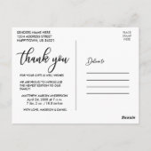 Moderne Kalligrafie Neue Baby-Liebe und Dank Postkarte (Rückseite)