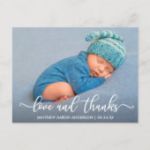 Moderne Kalligrafie Neue Baby-Liebe und Dank Postkarte (Vorderseite)