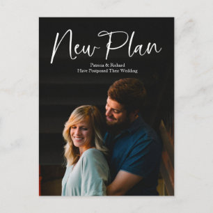 Moderne Kalligrafie Neuer Plan Hochzeit verschoben Postkarte