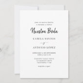 Moderne Kalligrafie Nuestra Boda | Spanische Hochz Einladung (Vorderseite)