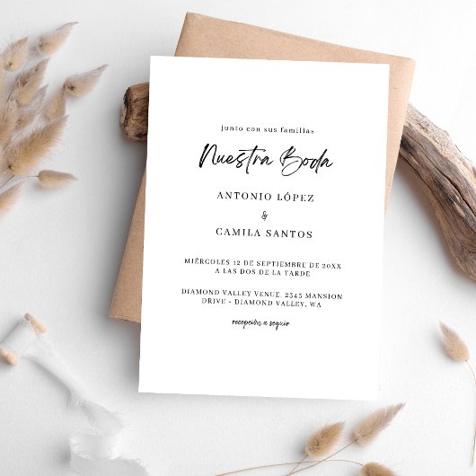Moderne Kalligrafie Nuestra Boda Spanische Hochzei Einladung