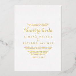 Moderne Kalligrafie Nuestra Boda Wedding Gold Folieneinladung