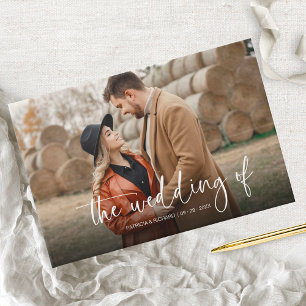 Moderne Kalligrafie-Paar-Foto-Hochzeit Gästebuch