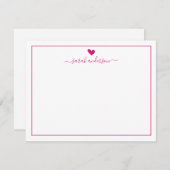 Moderne Kalligrafie Pink Herz Personalisiert Mitteilungskarte (Vorne/Hinten)