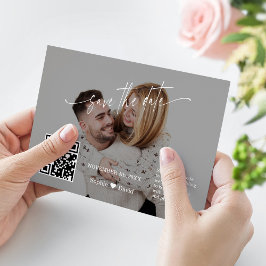 Moderne Kalligrafie QR Code Foto Hochzeit Save The Date