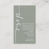 Moderne Kalligrafie QR Code Sage Wedding RSVP Begleitkarte (Vorderseite)