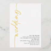 Moderne Kalligrafie QR Code Wedding Real Foil Invi Folieneinladung (Vorderseite)