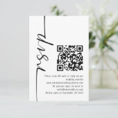 Moderne Kalligrafie QR Code Wedding RSVP Karte (Stehend Vorderseite)