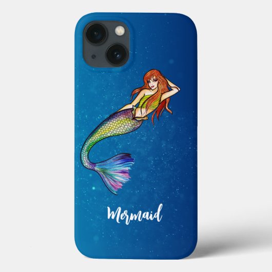 Moderne Kalligrafie Rainbow Mermaid Ginger Hair Case-Mate iPhone Hülle (Rückseite)