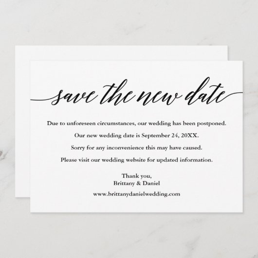 Moderne Kalligrafie Rette die neue Datumskarte Save The Date (Vorne/Hinten)