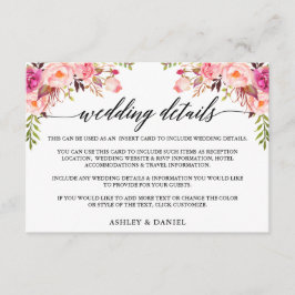 Moderne Kalligrafie Rosa Blumenzettel Begleitkarte