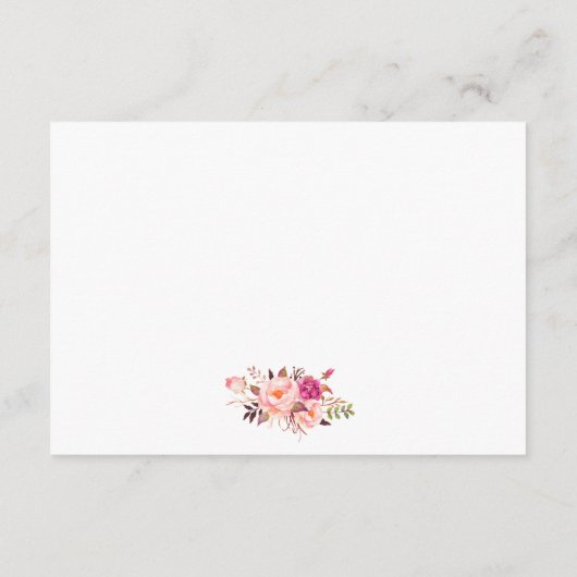 Moderne Kalligrafie Rosa Blumenzettel Begleitkarte (Rückseite)