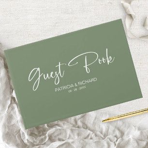 Moderne Kalligrafie Sage Green Hochzeit Gästebuch