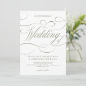 Moderne Kalligrafie Sage Green QR-Code-Hochzeit Einladung (Stehend Vorderseite)