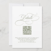 Moderne Kalligrafie Sage Green QR-Code-Hochzeit Einladung (Rückseite)