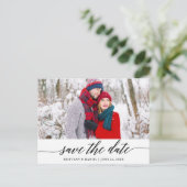 Moderne Kalligrafie Save the Date Foto Postkarte (Stehend Vorderseite)