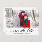 Moderne Kalligrafie Save the Date Foto Postkarte (Vorne/Hinten)