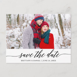Moderne Kalligrafie Save the Date Foto Postkarte