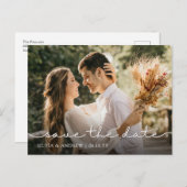 Moderne Kalligrafie Save the Date Foto Postkarte (Vorne/Hinten)