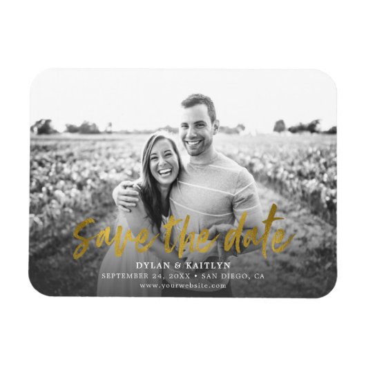 Moderne Kalligrafie Save the Date Hochzeitsszittel Magnet (Horizontal)
