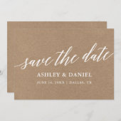 Moderne Kalligrafie Save the Date Kraft Card Dankeskarte (Vorne/Hinten)