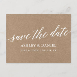 Moderne Kalligrafie Save the Date Kraft Postkarte