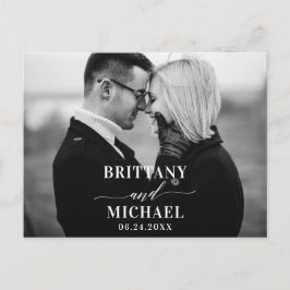 Moderne Kalligrafie Save the Date Schwarz/Weiß Postkarte