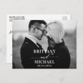 Moderne Kalligrafie Save the Date Schwarz/Weiß Postkarte (Vorne/Hinten)