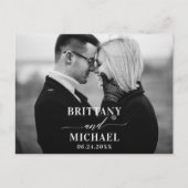 Moderne Kalligrafie Save the Date Schwarz/Weiß Postkarte (Vorderseite)