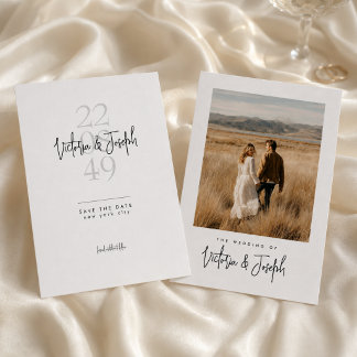 Moderne Kalligrafie-Schrift-Foto-Hochzeitsbudget Save The Date