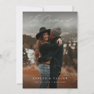 Moderne Kalligrafie-Schrift-Foto-QR-Code-Hochzeit Einladung