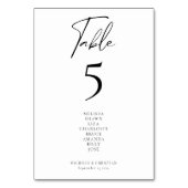 Moderne Kalligrafie-Schrift Hochzeitsgäste Namen Tischnummer (Rückseite)