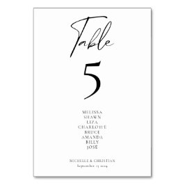 Moderne Kalligrafie-Schrift Hochzeitsgäste Namen Tischnummer