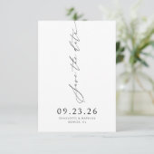 Moderne Kalligrafie-Schrift-QR-Code-Hochzeit Save The Date (Stehend Vorderseite)