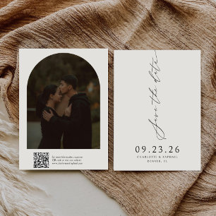 Moderne Kalligrafie-Schrift-QR-Code-Hochzeit Save The Date