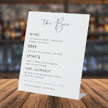 Moderne Kalligrafie-Schrift Wedding Bar Drink Menu Sockelschild<br><div class="desc">Dieses elegante Getränkedosenschild würde Ihre Hochzeitsvorräte perfekt ergänzen! Ändern Sie den Text einfach,  indem Sie auf die Option "Personalisieren" klicken.</div>