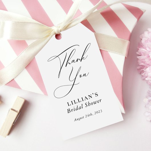 Moderne Kalligrafie Schwarz-Weiß-Brautparty Geschenkanhänger