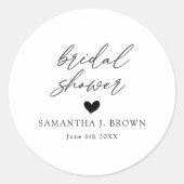 Moderne Kalligrafie Schwarz-Weiß-Brautparty Runder Aufkleber (Vorderseite)