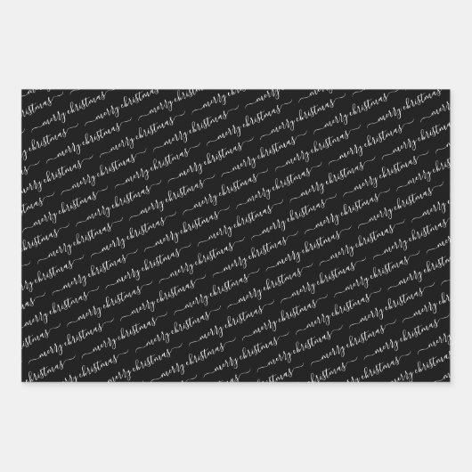 Moderne Kalligrafie Schwarz-weiß Maroon Weihnachte Geschenkpapier Set (Vorderseite)